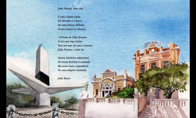 Obras da exposição Pinturas & Poesias em homenagem aos 441 anos de João Pessoa